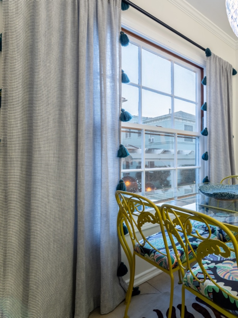 2 PANELS Anthro Striped Mindra Curtain in White - Picture 2 of 5